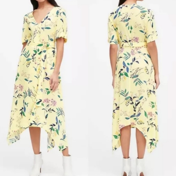 Banana Republic Dresses & Skirts - Banana Republic Yellow Floral Wrap Maxi Dress